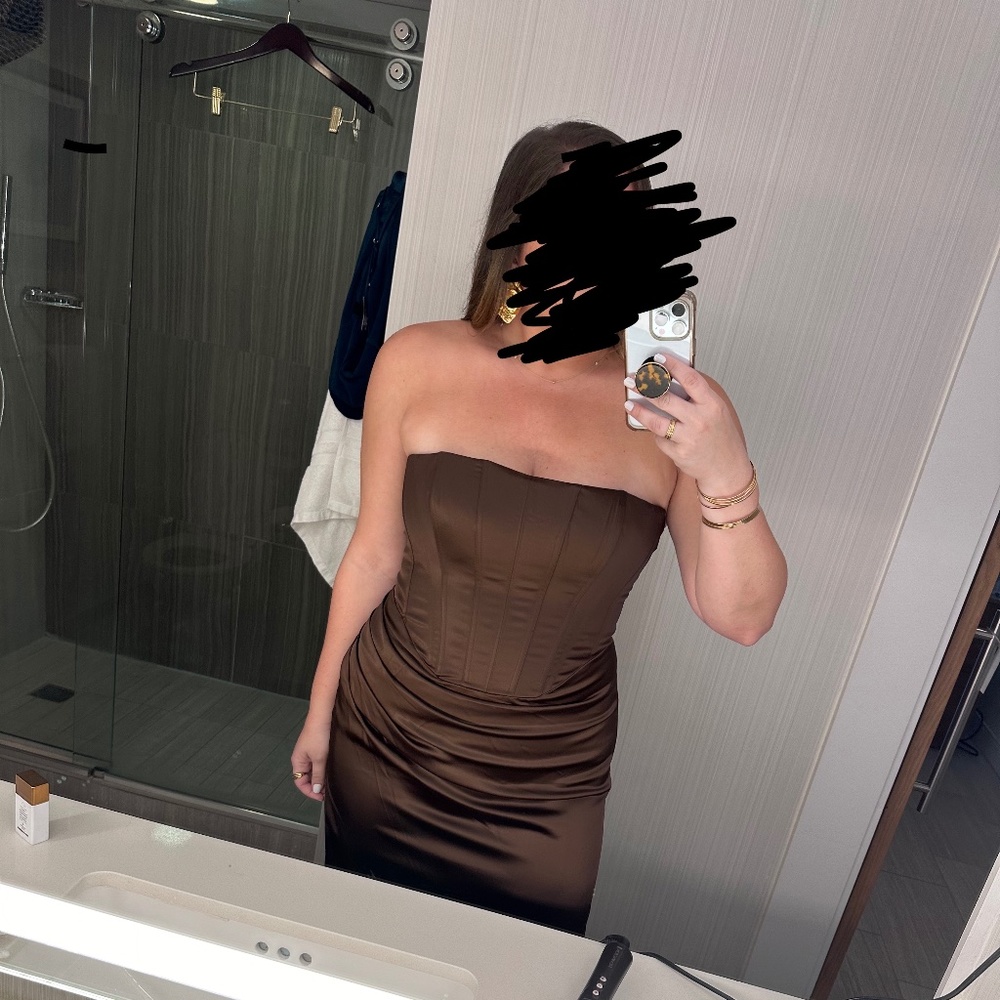 Bardot Brown Corset Gown Size 12